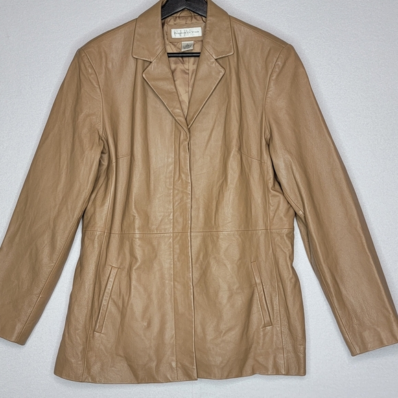 Preston & York Women's Tan Lamb Skin Leather Jacket Size Large - Picture 7 of 9